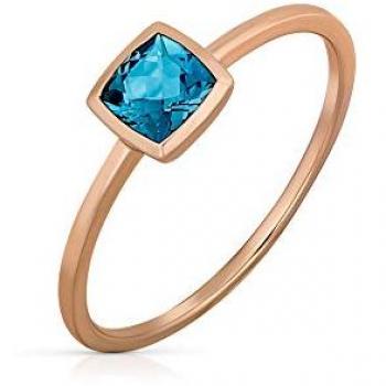 Ring „Fingerring OROLINO“ – 585 Gold Roségold & Blautopas, Größe 18,5