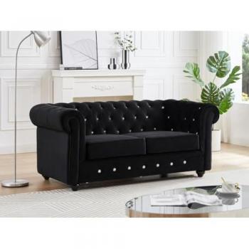 Sofá Velvet Chesterfield 2P con Botones Cristalinos
