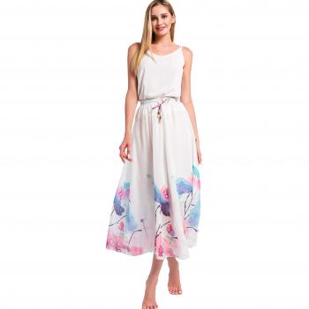 Damen Chiffon Rock Lange A-Linien Röcke Swing Maxirock mit Unterrock (L, Rosa)