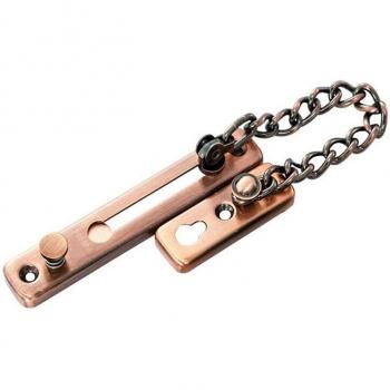 Twin Pack Door Chain Security Lock, Spring Mechanism Anti-Theft Latch, Red Bronze