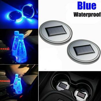 LED Car Cup Holder Coaster with Solar Charging and Ambient Light