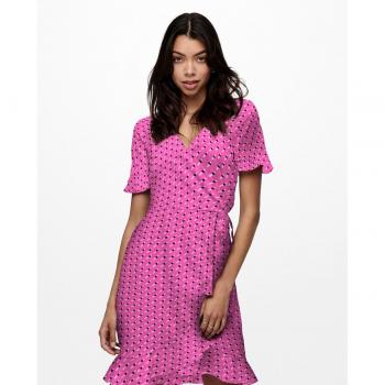Only Vestido corto de volantes en color rosa