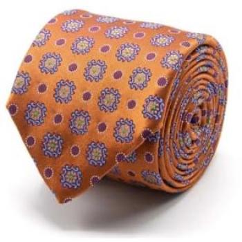 BGENTS Krawatte Seiden-Jaquard orange mit geometrischem Muster 8cm breit