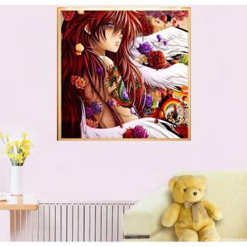 Anime-Kunstmalerei in Diamanten: Cartoon-Tätowierung 30 cm × 30 cm