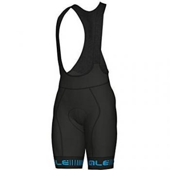 Ale Strada Black‑Cyan Bib Shorts (M) – Men’s Cycling Gear