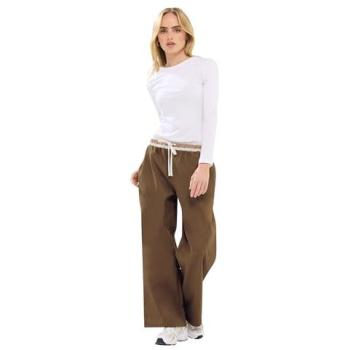 PixieGirl Brown Slim‑Fit, Wide‑Leg Utility Trousers (Size 12)