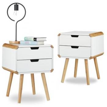 White Double Drawer Night Stand