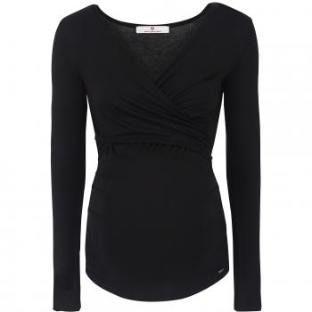 Stillshirt LAILA 1/1 Arm Damen, Regular Fit, Einfarbig, Schwarz, Größe 44 (Herstellergröße XXL)