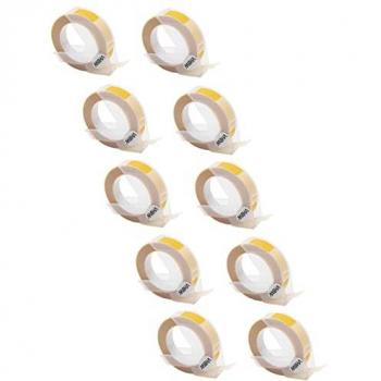 Vhbw 10‑Pack 3D Etikettenband für Dymo Omega Home, 3 m Länge, 9 mm Breite, Weiß/Gelb