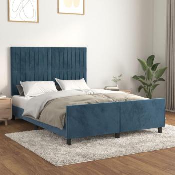 Lit sans matelas bleu foncé 140x200 cm en velours