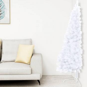 Albero di Natale Finto Metà con Supporto Bianco 210cm PVC