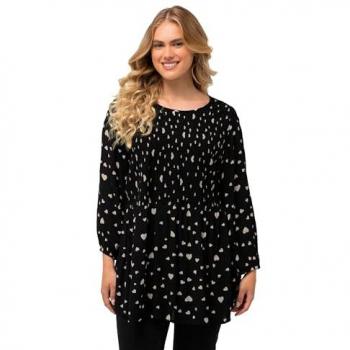 Viskose Smokbluse in Blau, 3/4-Arm, Größe 50/52