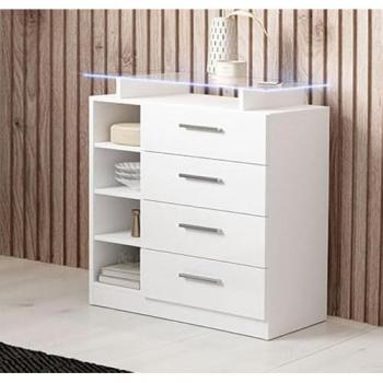 Mobile da Ingresso Paola con Luci LED e 4 Cassetti, 80x88x35cm