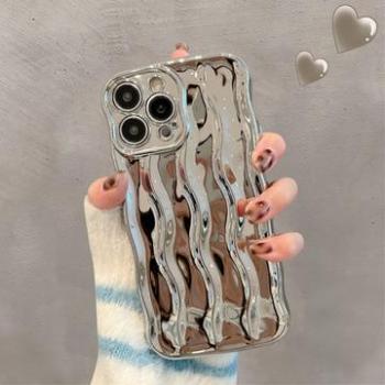 IPhone 14 Pro Max 3D Silver Wave Pattern Case