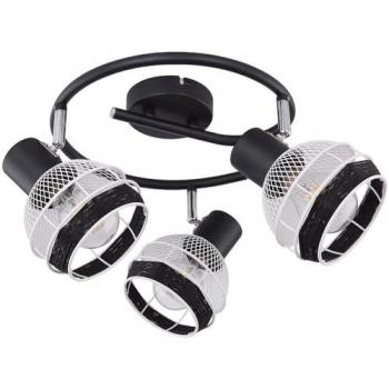 Lampada da Soggiorno Spot Ronda in Metallo Nero con Corda di Canapa – Globo Lighting