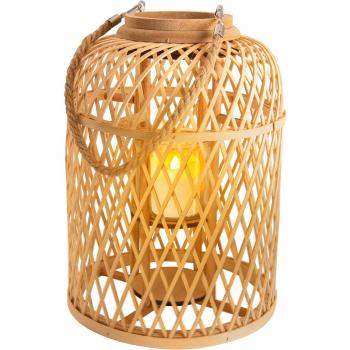 Näve Lanternario solare a LED in bambù, altezza 38 cm, finitura naturale