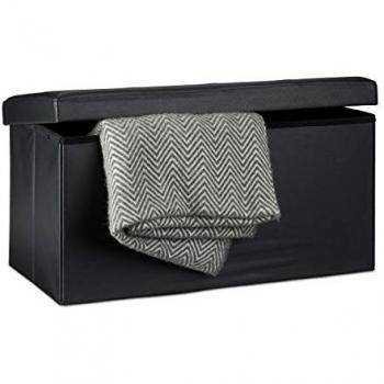 Collapsible Seat with Hidden Storage, Synthetic Leather Cover, Measures 38 x 78 x 38 cm, Portable Footstool Design, Load Capacity of 300kg, Two-Seater Option, Black