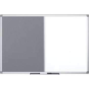 Bi-Office Maya Non-Magnetic Melamine Whiteboard with Grey Felt and Aluminium Frame, 1200