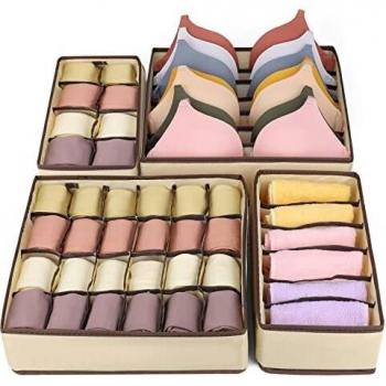 Foldable Fabric Box Organizer – Beige for Cosmetics and Scarves
