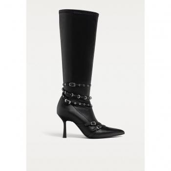 Stivali Neri con Fibbie al Ginocchio Stradivarius 37