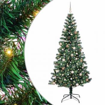 Pine Décoratif Vert 240 cm PVC et Métal, Pré-éclairé – VidaXL