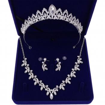 Silver Plated Rhinestone Drop Water Jewelry Set
