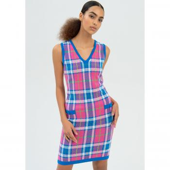 Abito mini in jacquard tartan slim