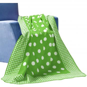 Kuschelkind Jacquard Decke in Grün mit Punkten – 75×100 cm