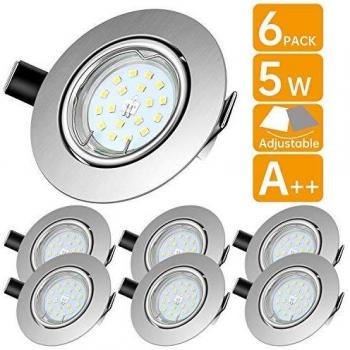 LED Einbauleuchte 6er Pack, schwenkbar, 5W GU10, 4500 Kelvin, 120° Abstrahlwinkel
