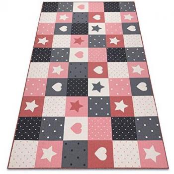 Kids' Pink and Grey Star Carpet 100x150 cm