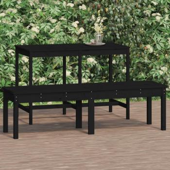 VidaXL Black 2-Seater Garden Bench Solid Wood Pine 159.5x44x45 cm