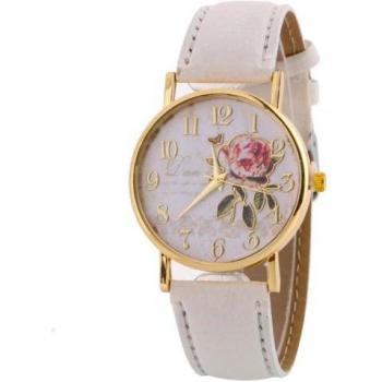 Arabic Number Round Dial Watch for Women with Faux Leather Strap