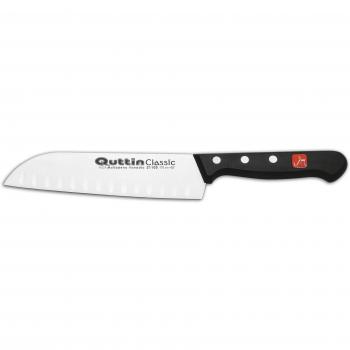 Quttin Santoku Filetero Profesional, Hoja Afilada Remaches Acero Inoxidable, Molibdeno Vanadio, Sushi, Mango POM Resina Acetalica. Sybarite Negro, Hoja 17 cm