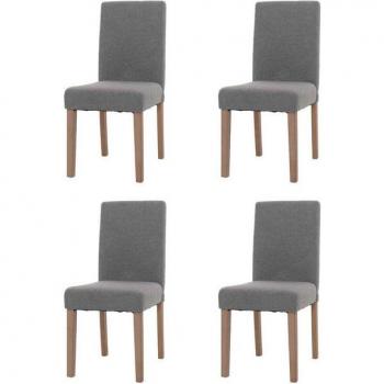 Esszimmerstuhl Set Littau BOU-4 – 4 Stück – Holzrahmen, grauer Bouclé Bezug – MCW