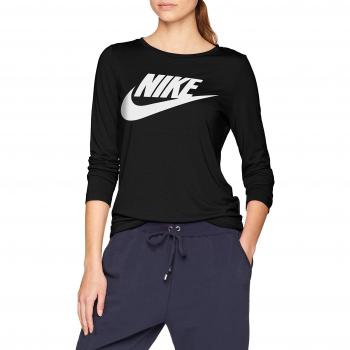 Nike Damen Essential Top HBR Longsleeve, Schwarz (Black/White), XL