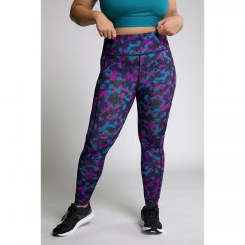 Leggings sportivi donna, lunghezza caviglia, viola, taglia 48/50, poliestere/elastan