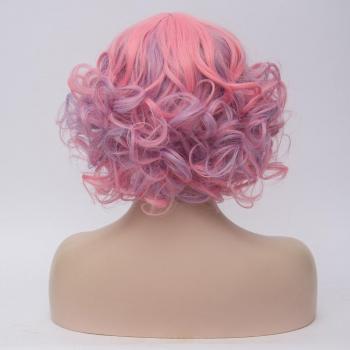 Peluca Rizado Bob Halloween Rosa