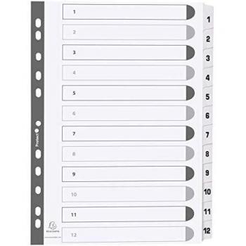 Intercalaires A4 Exacompta 12 positions plastifiées