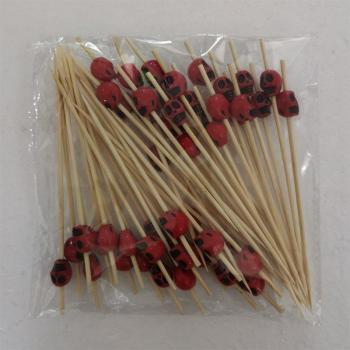 50Pcs Bamboo Toothpicks with Skull Design