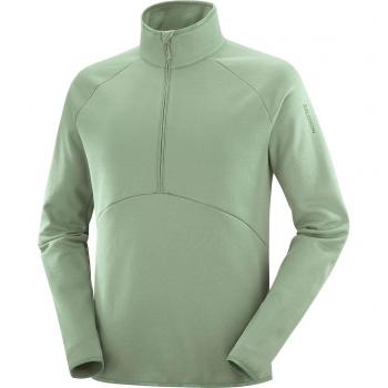 Felpa Uomo Salomon Verde Mezza Zip Essential Warm