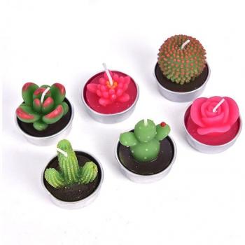 Bougie créative cactus 3D, sans fumée, pour la décoration
