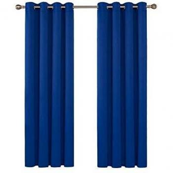 Deconovo Blickdichter Vorhang Ösen Gardinen 175x140cm Königsblau 2er Set