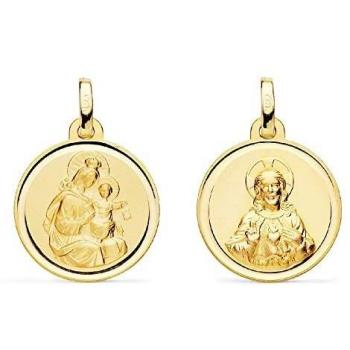 Inmaculada Romero IR Escapulario Virgen del Carmen Corazón de Jesús Medalla Oro 18k Unisex 18mm. Bisel
