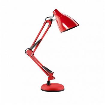 Lampe de travail Dian 60 W, finition rouge, socle en acier