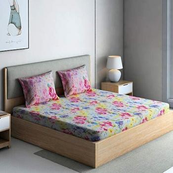 TRIDENT 100% Cotton King Size Flat Sheet with Pillowcases