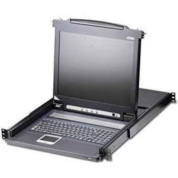 ATEN 8-Port KVM mit 17 Zoll LCD, Unterstützung für PS/2, USB, Sun, CL1008M-ATA-2XK06DNG