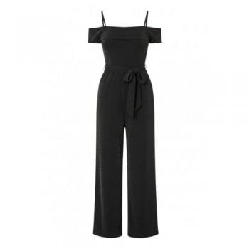 Glamour Bardot Jumpsuit – Black