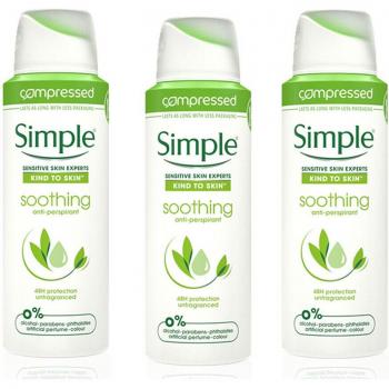 Simple Antiperspirant Deodorant Spray, Kind to Skin, 125ml, 48 Hour Protection
