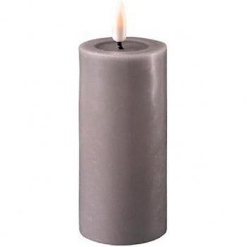 Hochwertige LED Kerze Stumpenform Grau 5x10 cm