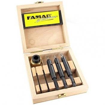 Famag Depth‑Stop Countersink Toolset – 4 Pieces (4, 5, 6 mm) in Wood Box